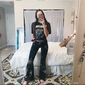 Tie dye black flare pants